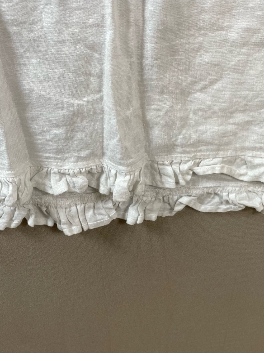 Cynthia Rowley 100 linen White small Ruffle hem cuff relaxed fit beach - Picture 5 of 6
